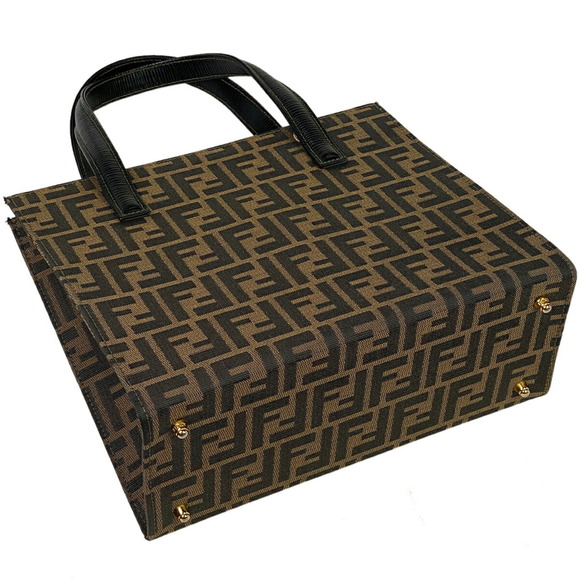 FENDI Zucca Pattern 2WAY Handbag Canvas Brown - Picture 2 of 8